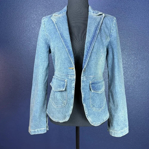 Hydraulic Fitted Denim Blazer Style Jacket, Size Small - Picture 5 of 9